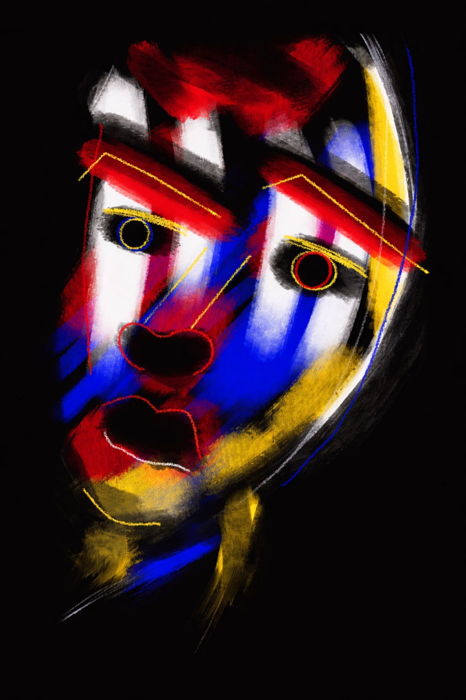 Cover of Branding Without Reverse: a fragmented face in red, blue, yellow and white on black